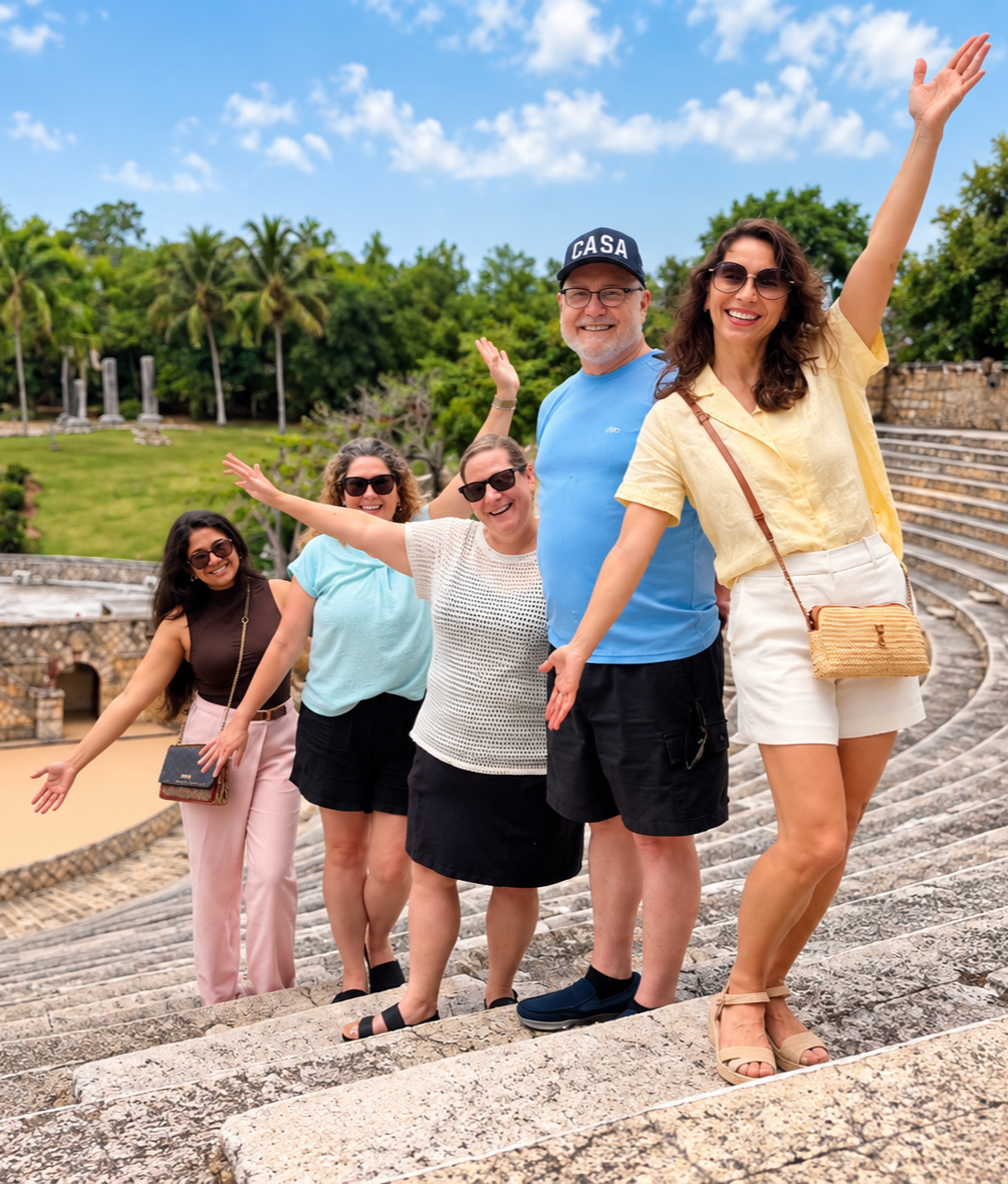 Cheerful Group at Stone Amphitheater