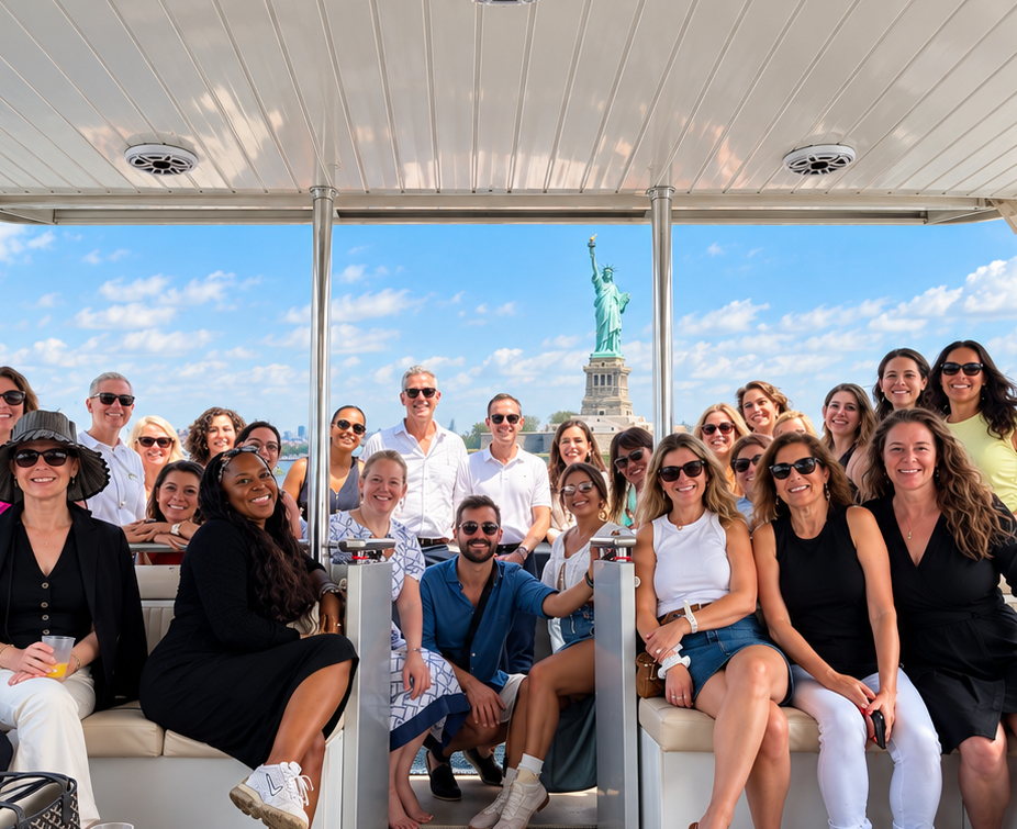 Harbor Cruise Group Photo with Statue of Liberty-1