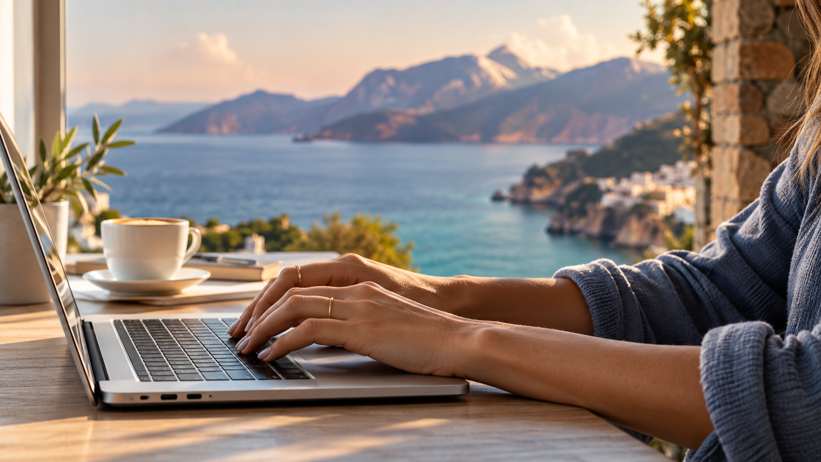 Coastal Workspace at Golden Hour