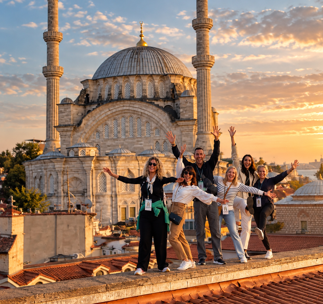 Joyful Rooftop Mosque Sunset-1